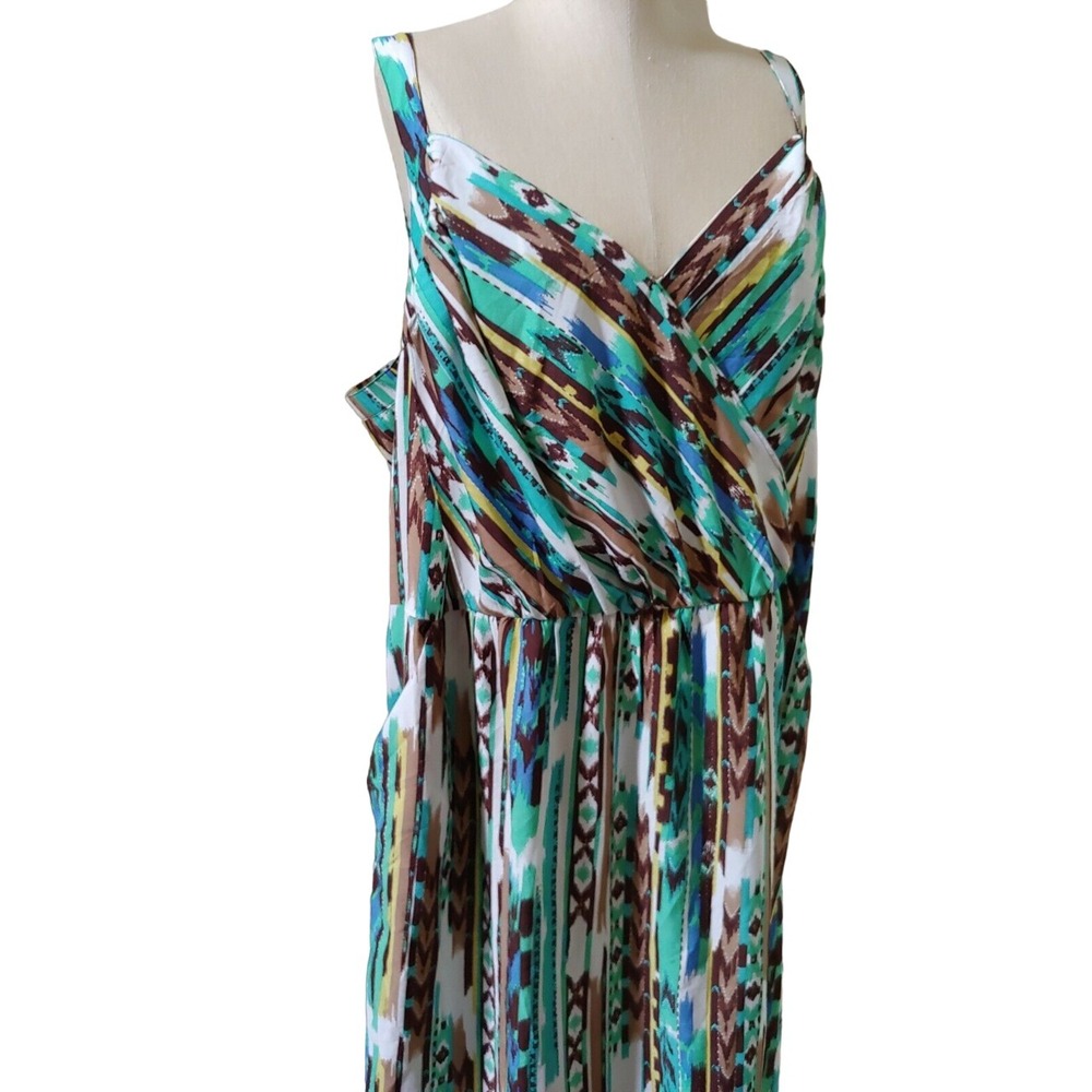 Avenue maxi sun dress new 30 32 blue brown green no belt NWT sleeveless